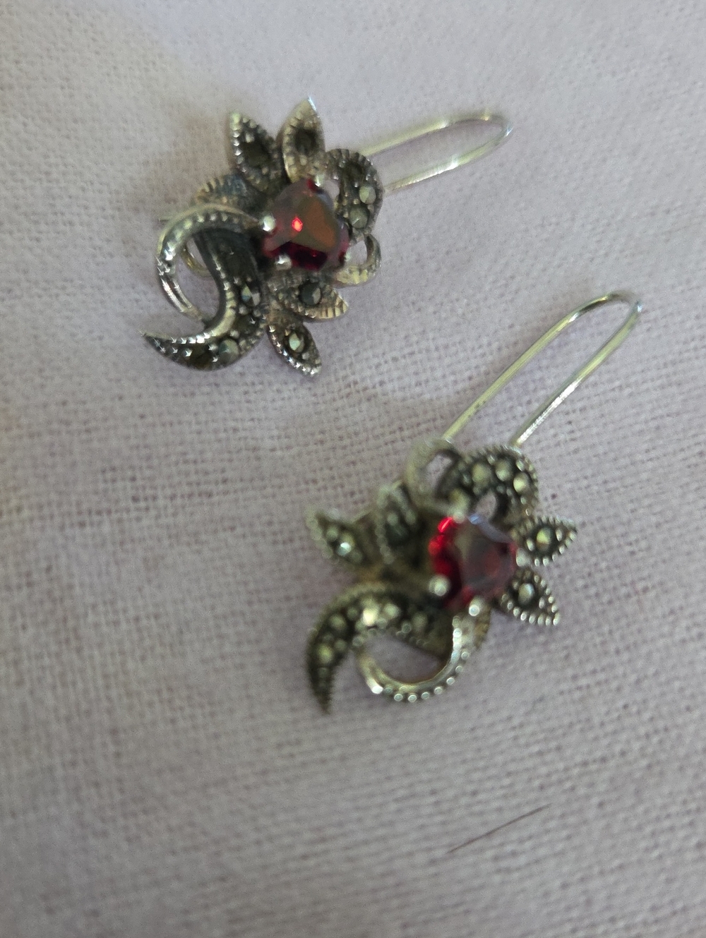 925 Silver Floral Garnet Drop Earrings - Women Jewelry Gernany